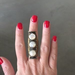 Bohemian mother of pearl adjustable ring!